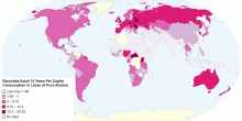 Recorded Adult 15 Years Per Capita Consumption in Litres of Pure Alcohol
