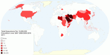 Total Executions Per 10,000,000 Population over 2007 2008 2009 2010 2011