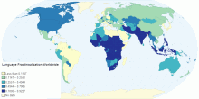 Language Fractinoalization Worldwide