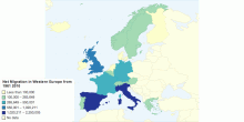 Net Migration in Western Europe from 2006 to 2010