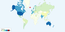 Number of Cinema Admissions per Person by Country, latest available year