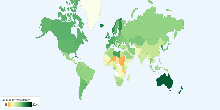 School Life Expectancy, Primary to Tertiary around the World