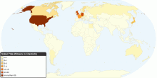 Nobel Prize Winners in Chemistry by Country